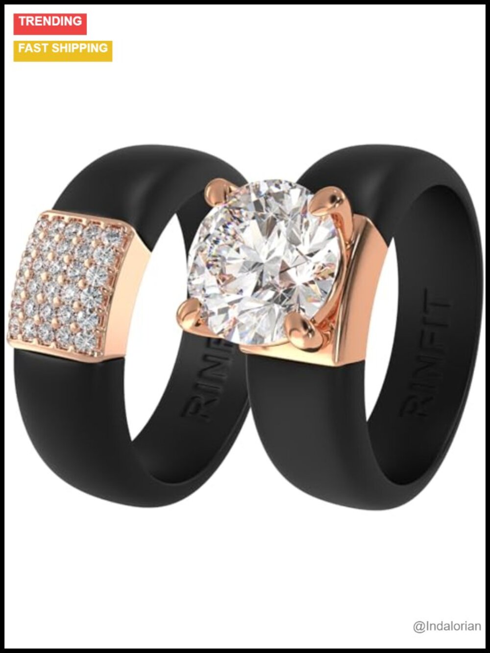 Rinfit Silicone Ring Set Round Cut CZ Solitaire Stackable Bands